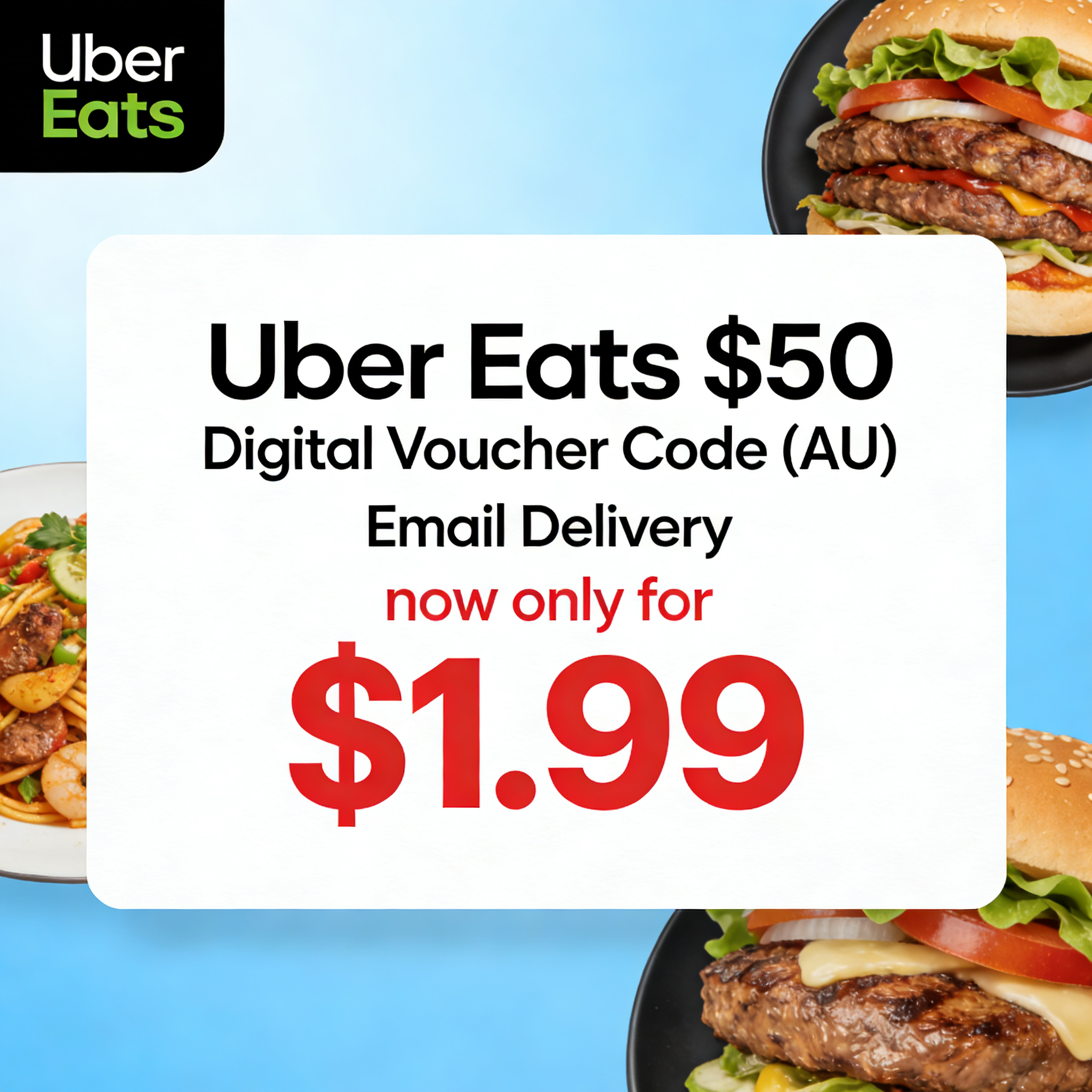Uber Eats $50 e-voucher code (Australia) – sent by email