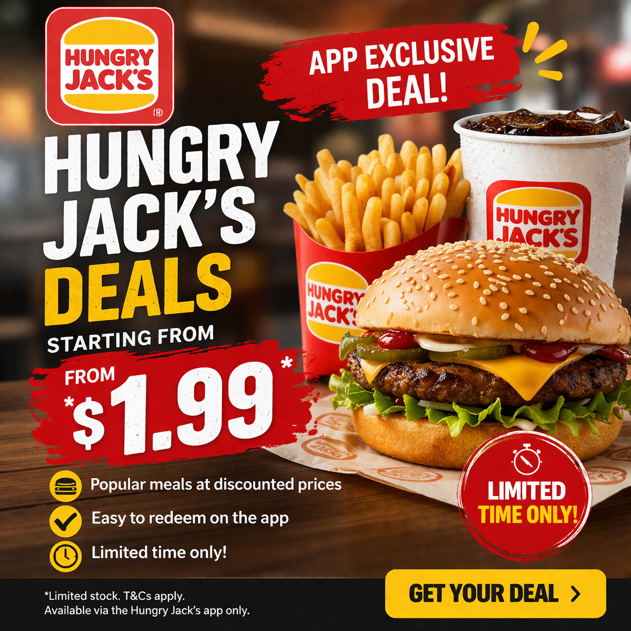 Hungry Jack’s Deals Starting from $1.99